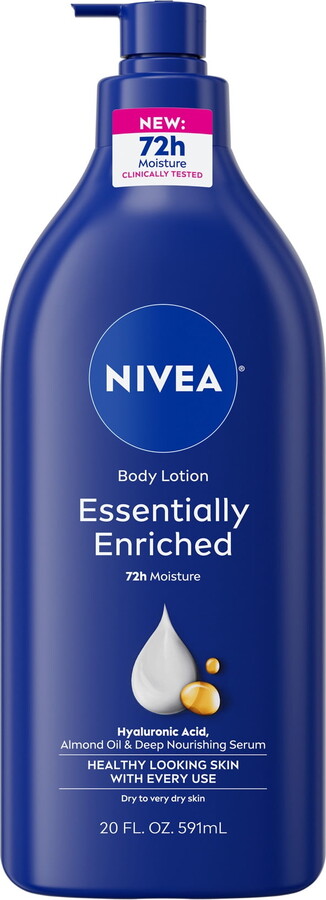 Nivea Essentially Enriched Body Lotion for Dry Skin with Hyaluronic Acid and Almond Oil, 20 fl oz