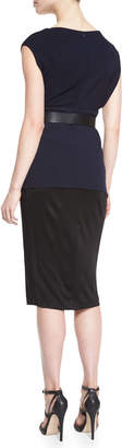 Donna Karan Cap-Sleeve Colorblock Belted Tunic Dress