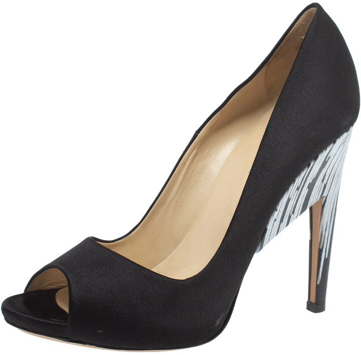 Black And White Peep Toe Pumps | Shop the world's largest collection of  fashion | ShopStyle