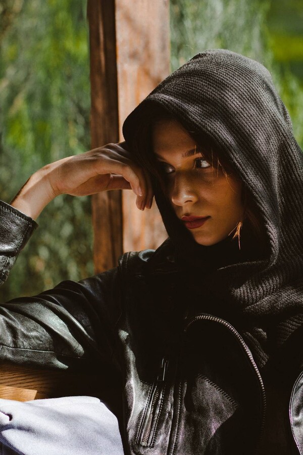 Etsy Black Hooded Scarf Womens Scoodie Knitted