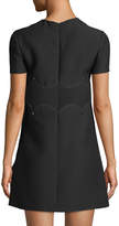 Thumbnail for your product : Valentino Short-Sleeve Crepe-Couture A-Line Dress w/ Rockstud Waist