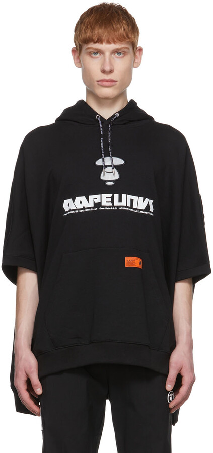 AAPE by A Bathing Ape Black Cotton Short Sleeve Hoodie ShopStyle