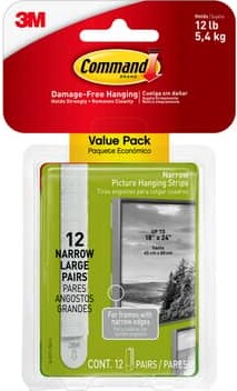 12 Packs: 12 ct. (144 total) 3M Command™ Narrow Picture Hanging Strips in White