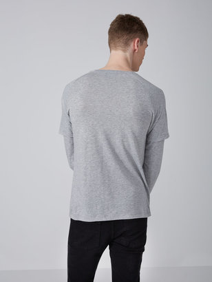 Frank + Oak 33808 Double-Sleeve Cotton-Blend T-Shirt in Vintage Grey