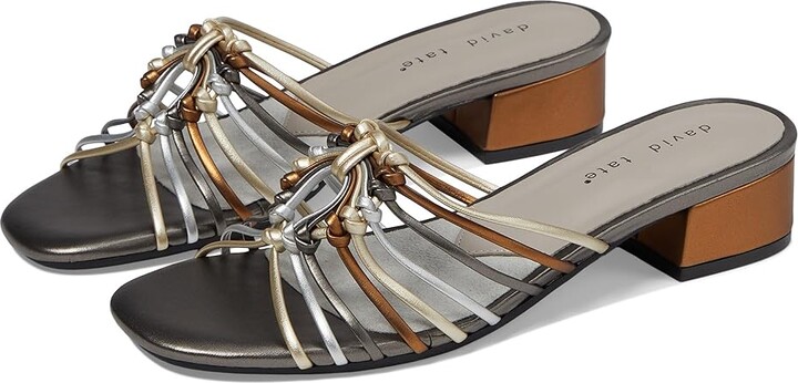David Tate Excellent Women's Sandals Metallic : 6 W (D) Leather