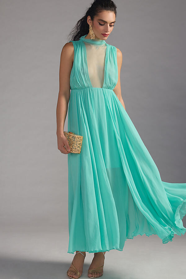Forever That Girl Sheer Plunge Chiffon Maxi Dress - ShopStyle