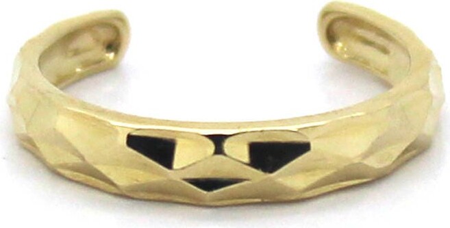 Etsy 14K Yellow Gold Adjustable Full Diamond-Cut Band Toe Ring