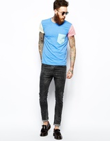 Thumbnail for your product : Reclaimed Vintage T-Shirt with Pastel Woven Sleeves and Pocket