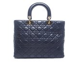Thumbnail for your product : Christian Dior Pre-Owned Navy Lambskin Large Lady Bag
