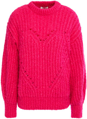 Sandro Pointelle-trimmed Ribbed-knit Sweater