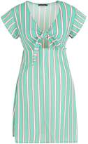 Thumbnail for your product : boohoo Knot Front Striped Tea Dress