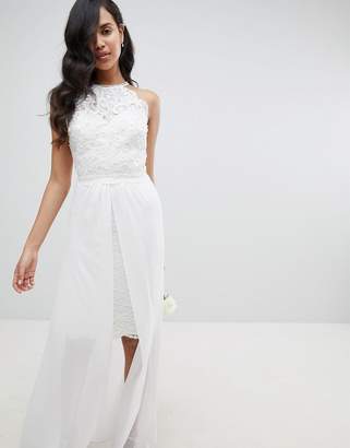 Lipsy Bridal Midi Pencil Dress with Detachable Chiffon Maxi Skirt