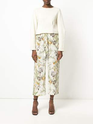 Alexander McQueen embroidered cropped trousers