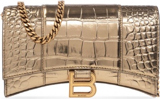 Balenciaga 'Hourglass' Wallet With Chain Women's Silver - ShopStyle