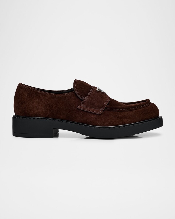 Prada Men's Chocolate Suede Loafers