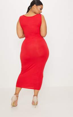 PrettyLittleThing Plus Red Basic Jersey Midi Dress