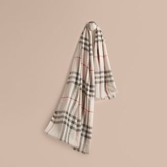 Burberry Lightweight Check Wool and Silk Scarf