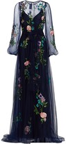 Thumbnail for your product : Monique Lhuillier Floral-Embroidered Gown