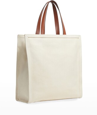 ZEGNA Cabas Leather-Trimmed Cotton-Canvas Tote Bag for Men