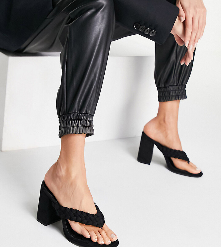 wide fit block mules