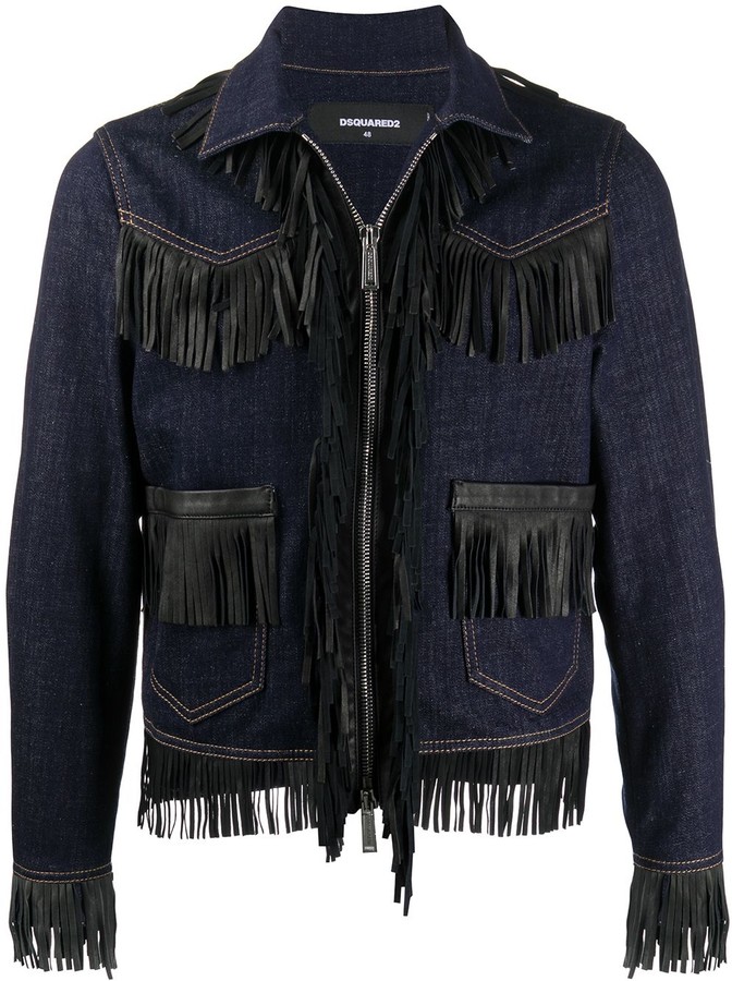 mens denim fringe jacket