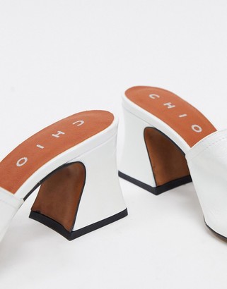 CHIO mules with flared heel in white leather