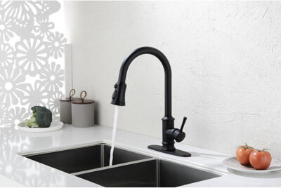 Latitude Run Pull Out Spray Kitchen Faucet In Matte Black Stainless Steel Crafted 360 Rotatable Nozzle For Effortless Water Access Corrosion & Rust Single Hand