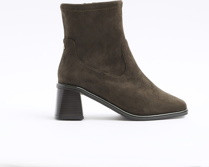 Wide Fit Khaki Boots Heels River Island Womens Khaki Wide Fit