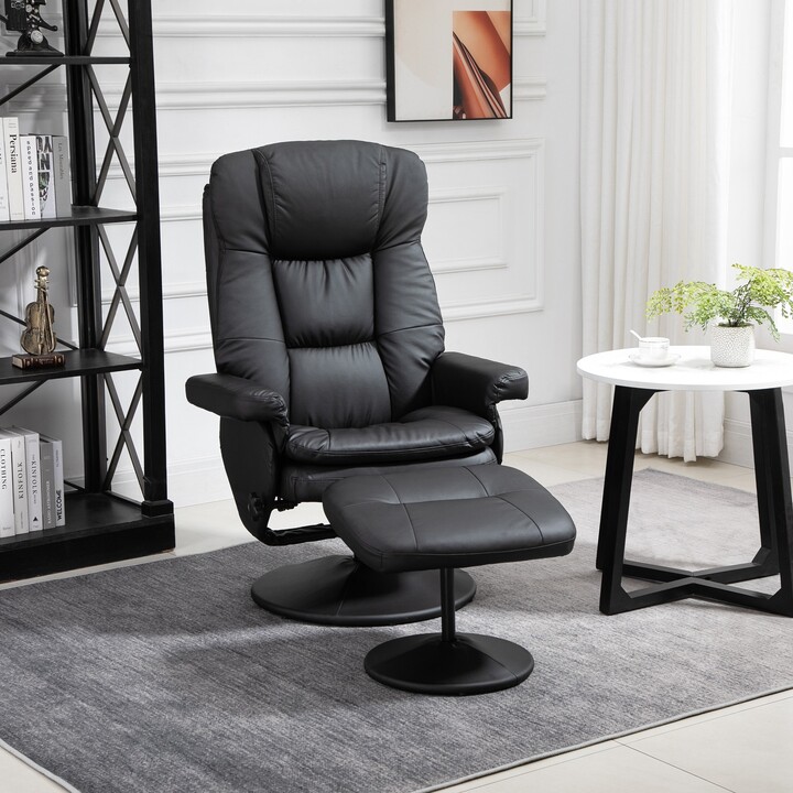 HOMCOM Recliner and Ottoman with Wrapped Base, Swivel PU Leather ...