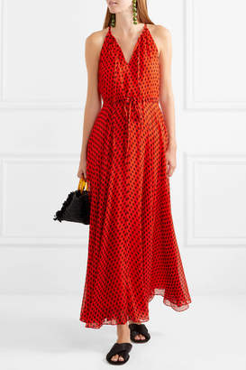 Diane von Furstenberg Polka-dot Crinkled Silk-chiffon Maxi Dress