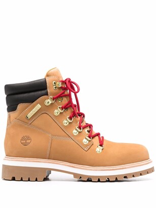 Timberland Logo-Embossed Lace-Up Leather Boots - ShopStyle