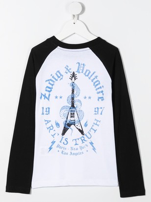 Zadig & Voltaire Kids graphic-print raglan long-sleeve T-shirt