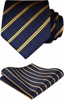 Thumbnail for your product : BIYINI Check Plaid Polka Dots Tie Handkerchief Woven Classic Men's Necktie & Pocket Square Set Wedding Business Navy Blue