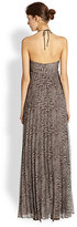 Thumbnail for your product : Kay Unger Python-Print Halter Gown