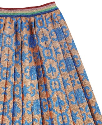 Gucci All Over Logo Pleated Lurex Blend Skirt