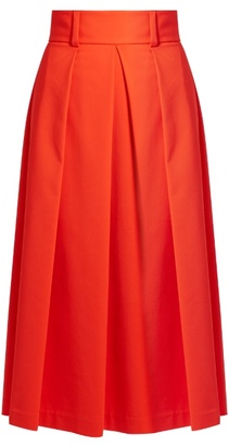 Tibi High-waist stretch-poplin A-line skirt
