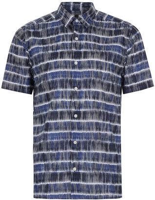 Topman Blue Batik Stripe Short Sleeve Shirt