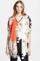 Thumbnail for your product : Etro Colorblock Floral Print Silk Cardigan
