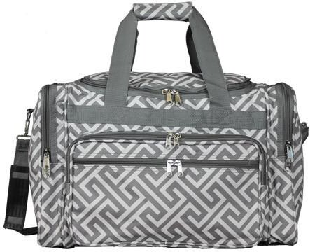 World Traveler 19-inch Carry-On Shoulder Duffel Bag - Grey White Greek Key