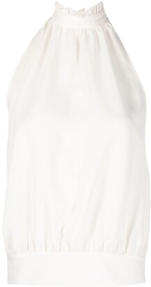 white ruffle halter top