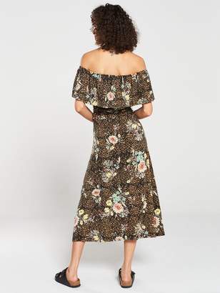 Very Flower Print Jersey Midi Dress - Brown/Floral Print