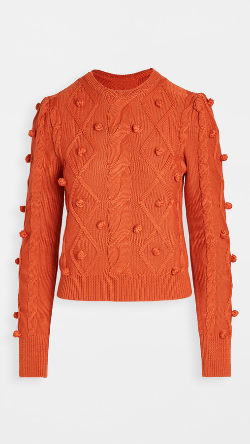 pushBUTTON Pom Pom Cable Knit Sweater ShopStyle