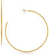 Thumbnail for your product : Italian Gold Textured Skinny Hoop Earrings (1-1/2") in 14k Gold