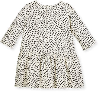 Bonpoint Long-Sleeve Heart-Print Dress, Size 3-8