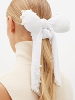 Thumbnail for your product : House Of Lafayette - Bambou Faux-pearl Embellished Velvet Scrunchie - White