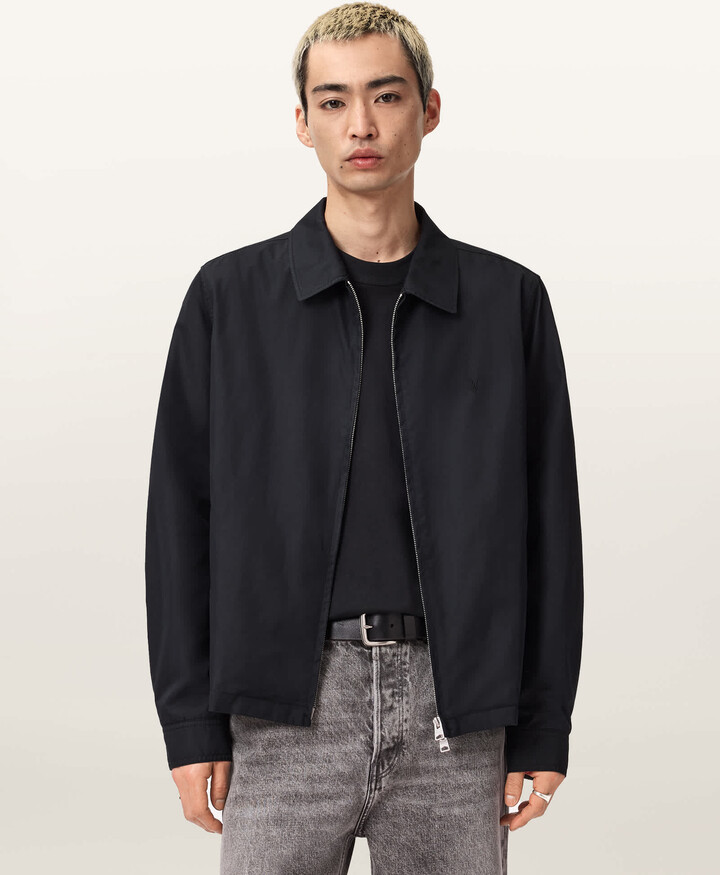 AllSaints Trey Black Ramskull Pointed Collar Jacket