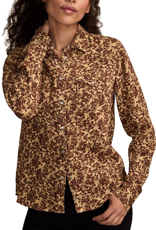 Lucky Brand Women's Printed Western Button Down Top