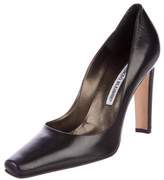 Thumbnail for your product : Manolo Blahnik Leather Square-Toe Pumps