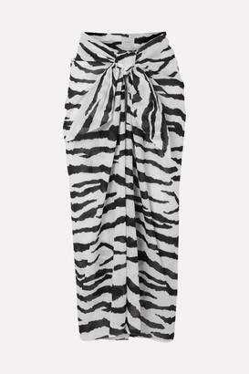 Marios Schwab Psili Tiger-print Cotton-voile Pareo - Black