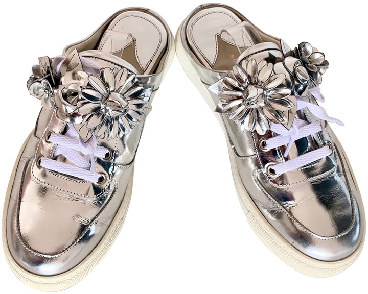 silver leather trainers